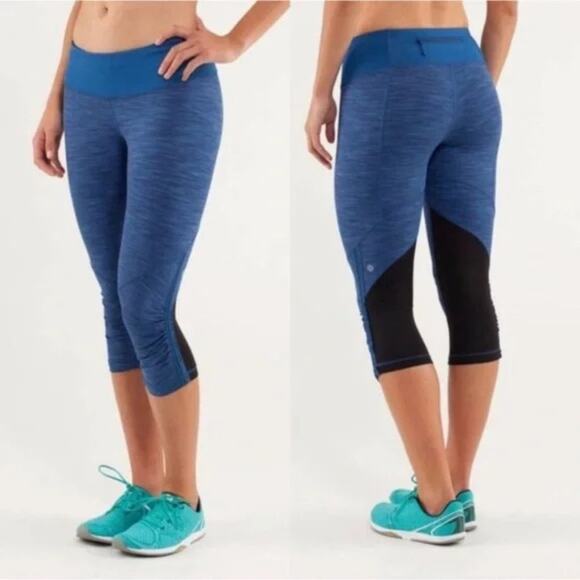 Lululemon Run for Your Life Crop Legging SIZE 6 Limitless Space Blue black - Picture 1 of 11